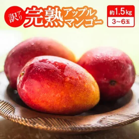 【訳アリ】完熟アップルマンゴー約1.5kg(白箱)3玉～6玉